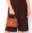 Bolsa Tote Couro Nobuck Croco/Couro Marrom Escuro - imagem 2