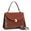 Bolsa Tote Couro Nobuck Croco/Couro Marrom Escuro - imagem 3