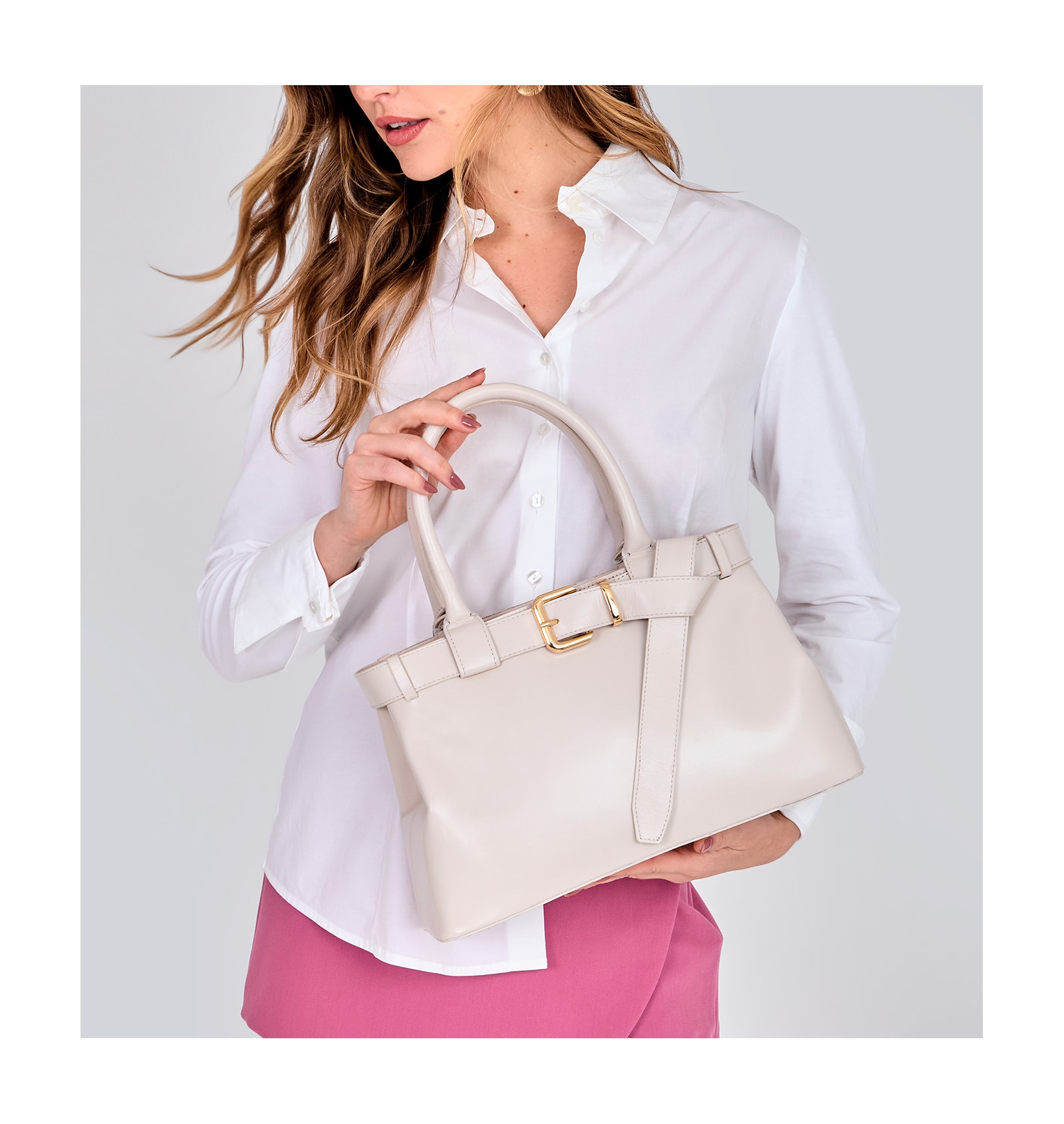 Bolsa Tote Couro Off White