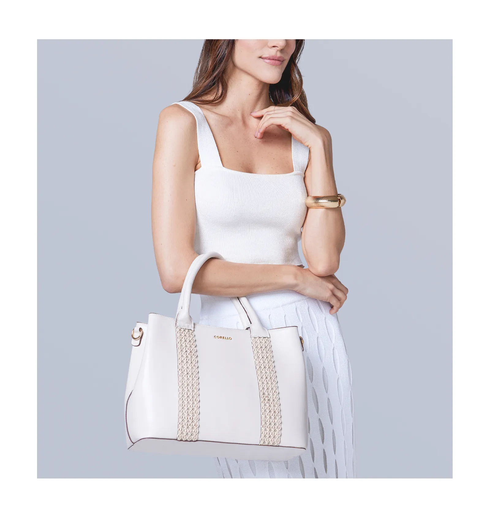 Bolsa Tote Couro Off White