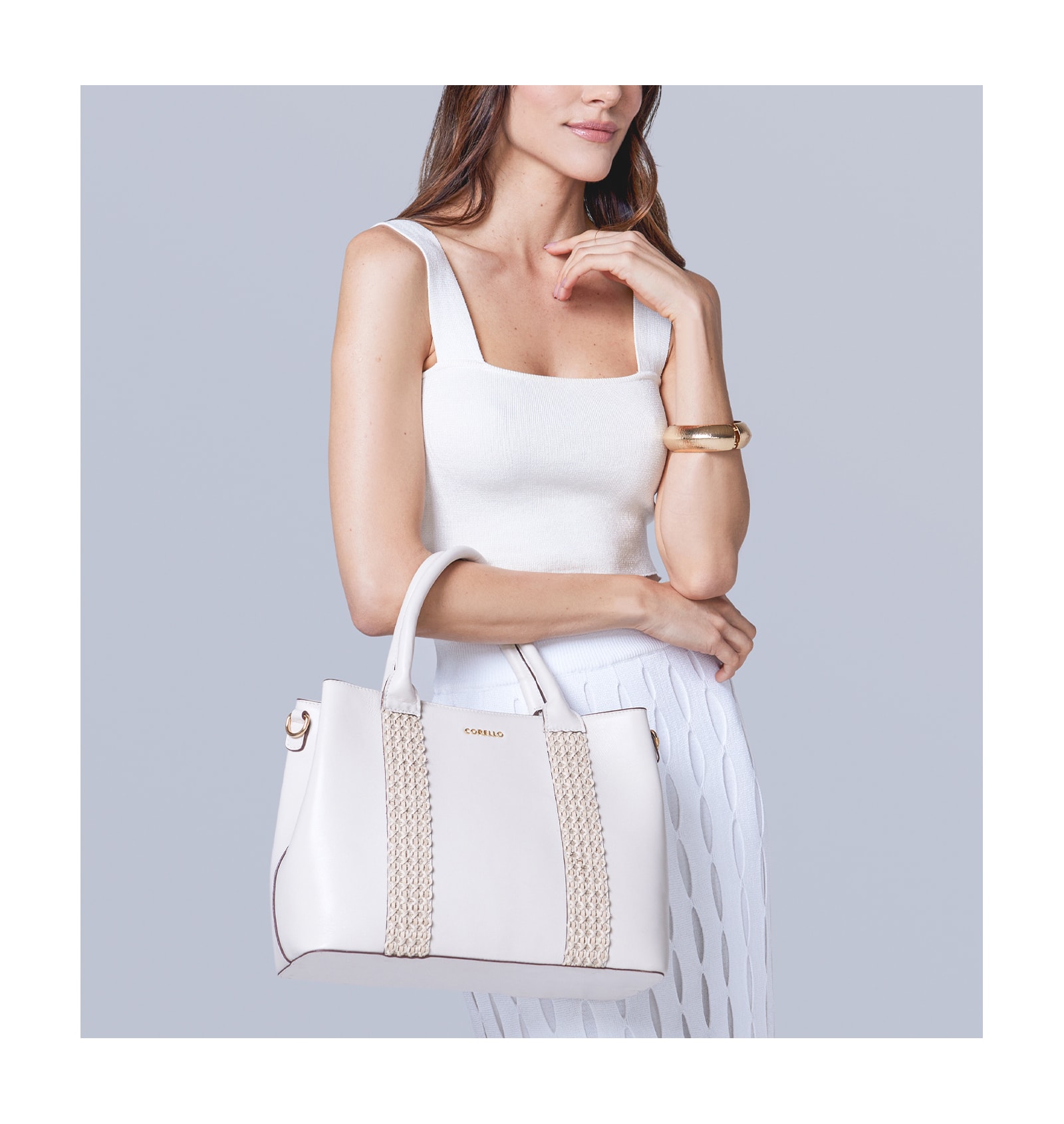 Bolsa Tote Couro Off White