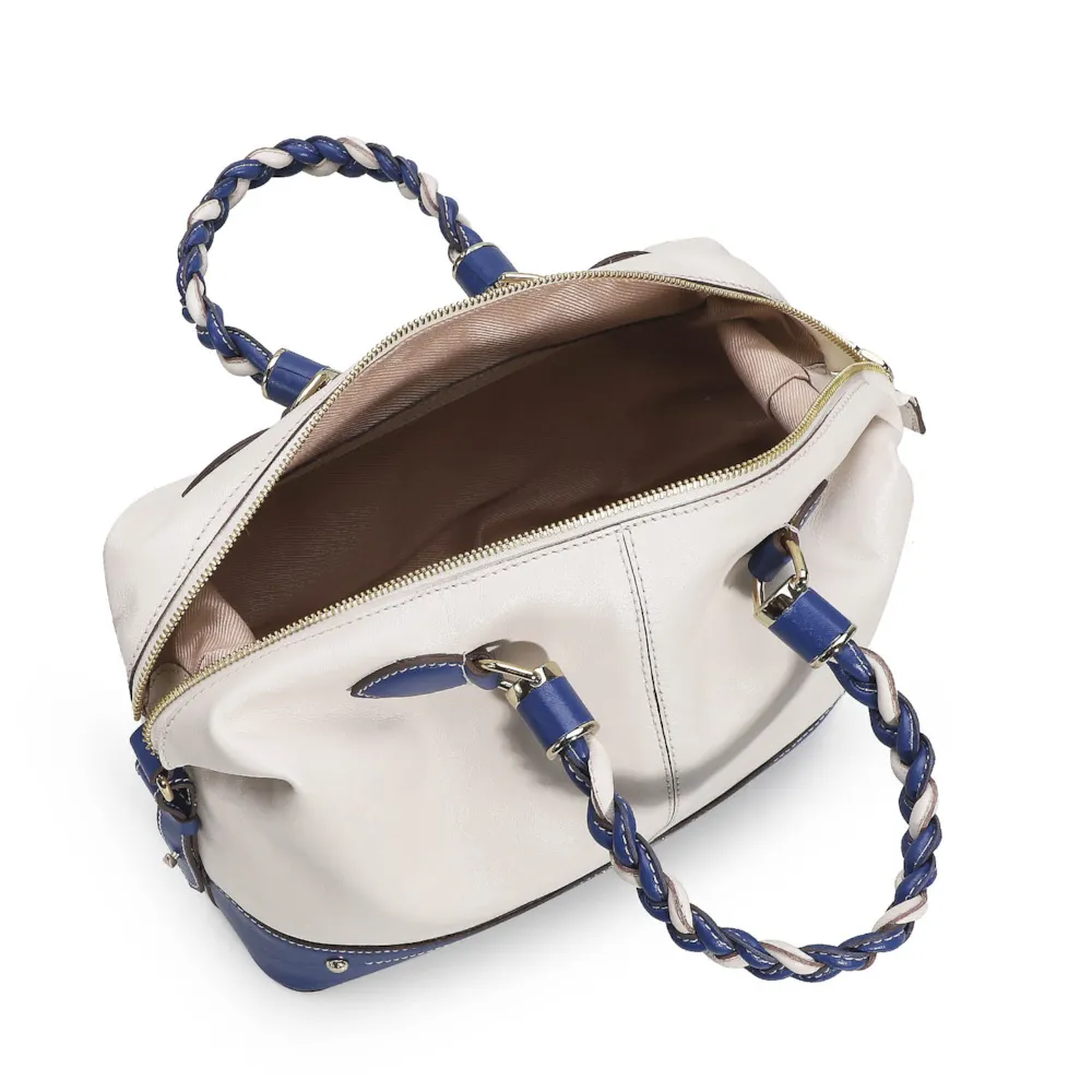 Bolsa Tote Couro Off White/Azul - imagem 4