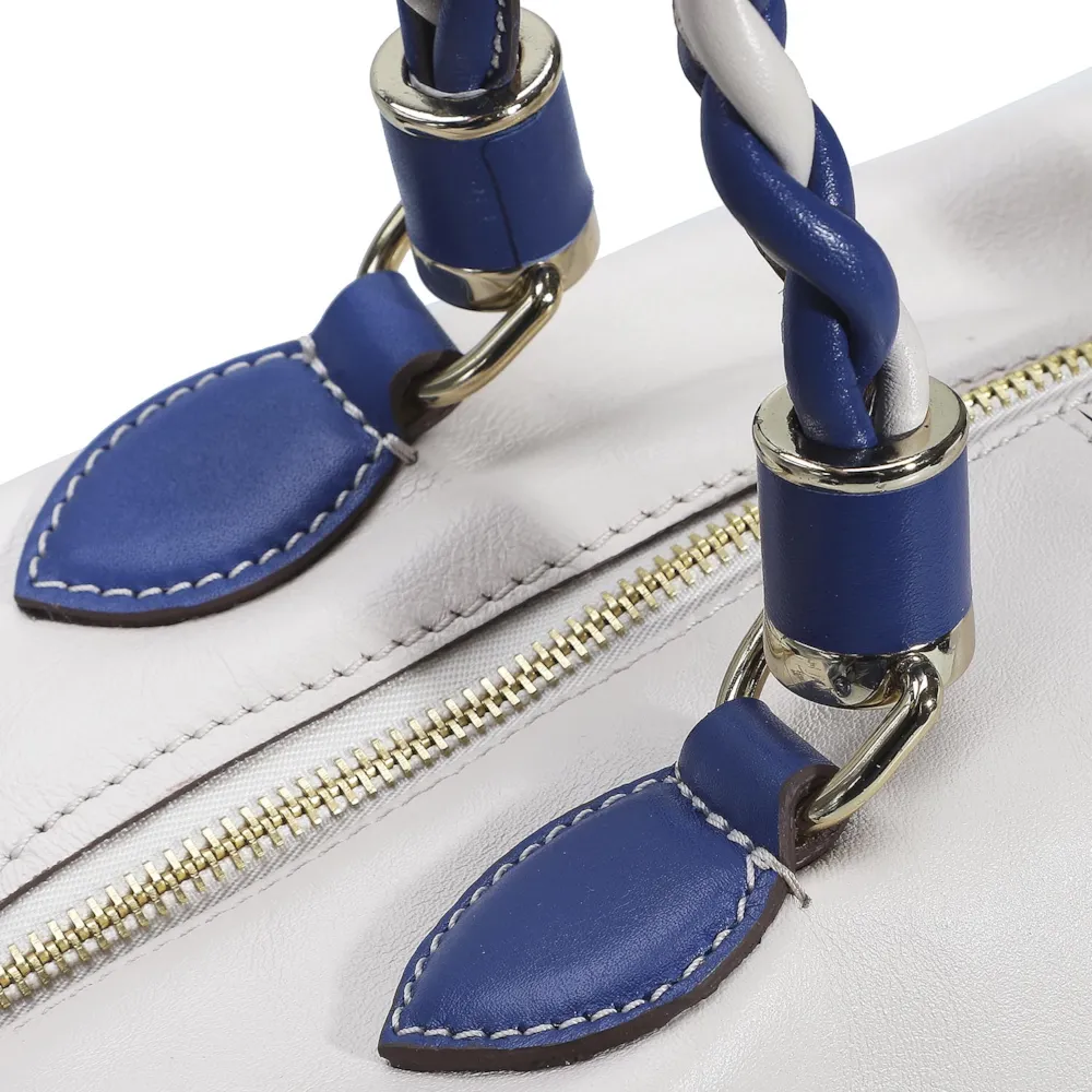 Bolsa Tote Couro Off White/Azul - imagem 5