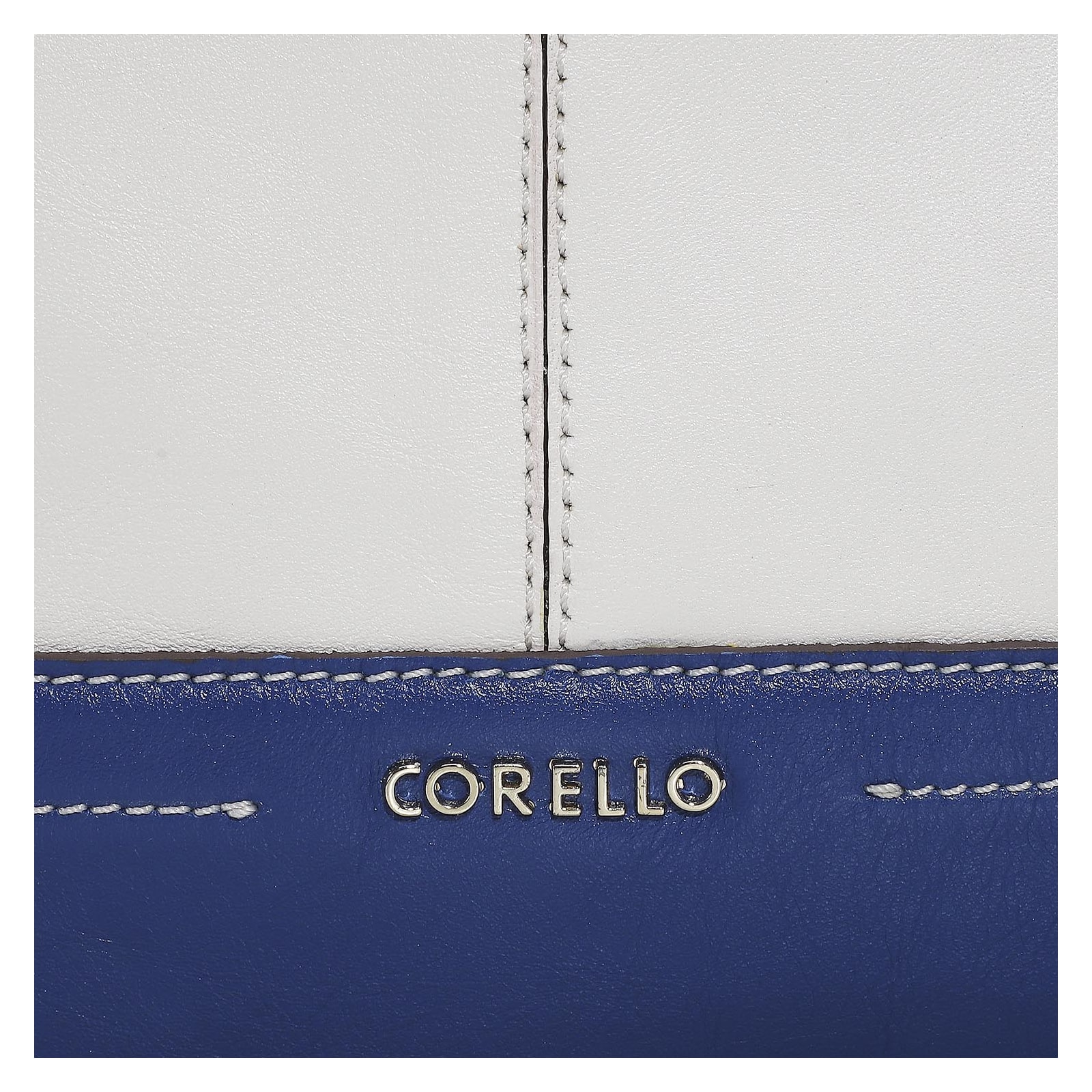 Bolsa Tote Couro Off White/Azul