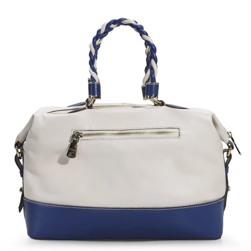 Bolsa Tote Couro Off White/Azul - imagem 3