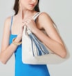 Bolsa Tote Couro Off White/Azul - imagem 2