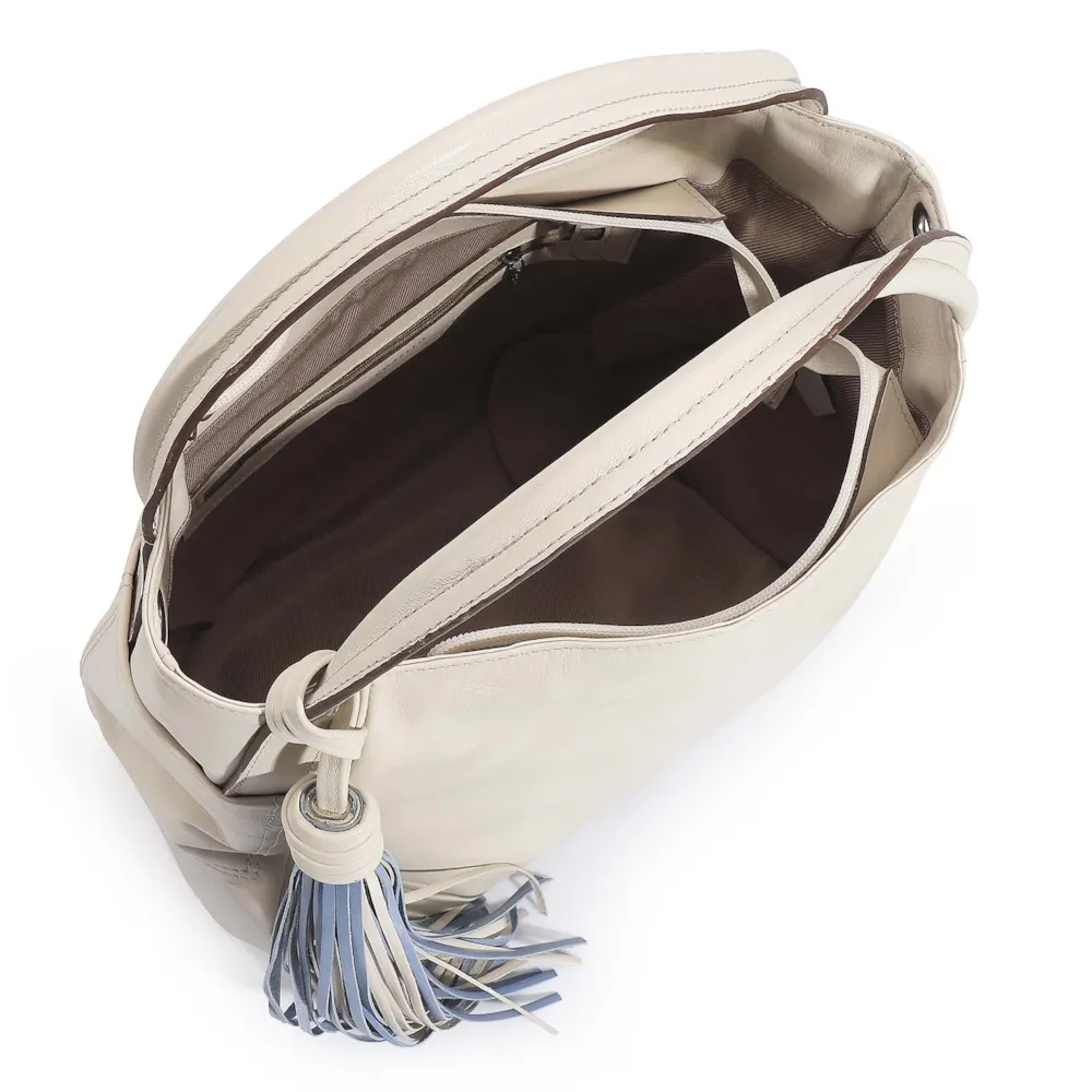 Bolsa Tote Couro Off White/Azul - imagem 5