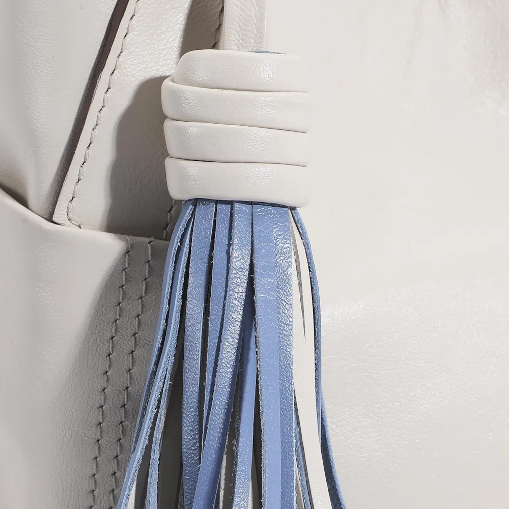 Bolsa Tote Couro Off White/Azul - imagem 7