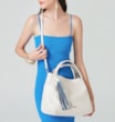 Bolsa Tote Couro Off White/Azul - imagem 9