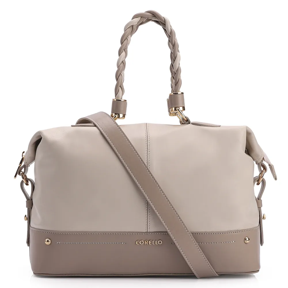 Bolsa Tote Couro Off White/Bege