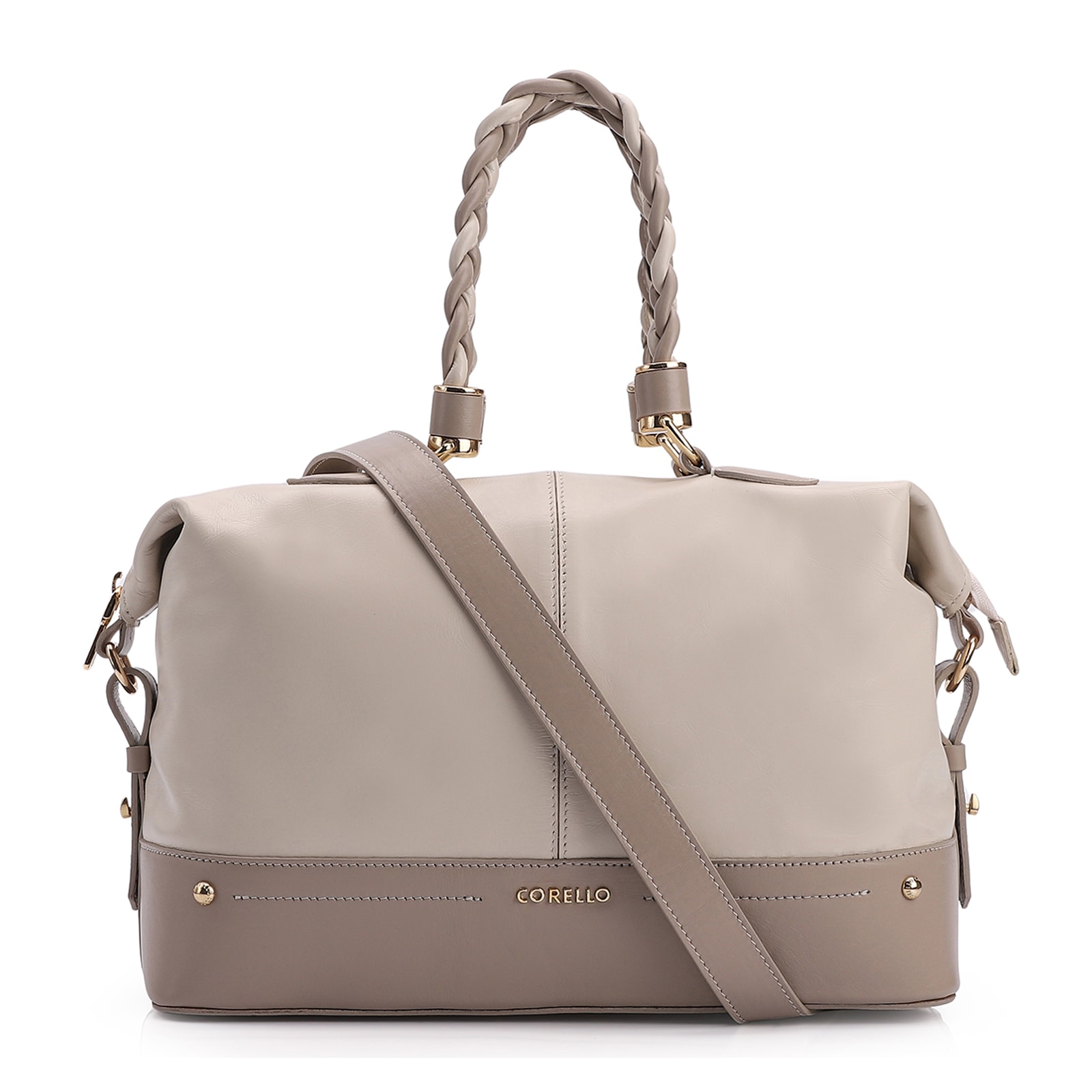 Bolsa Tote Couro Off White/Bege