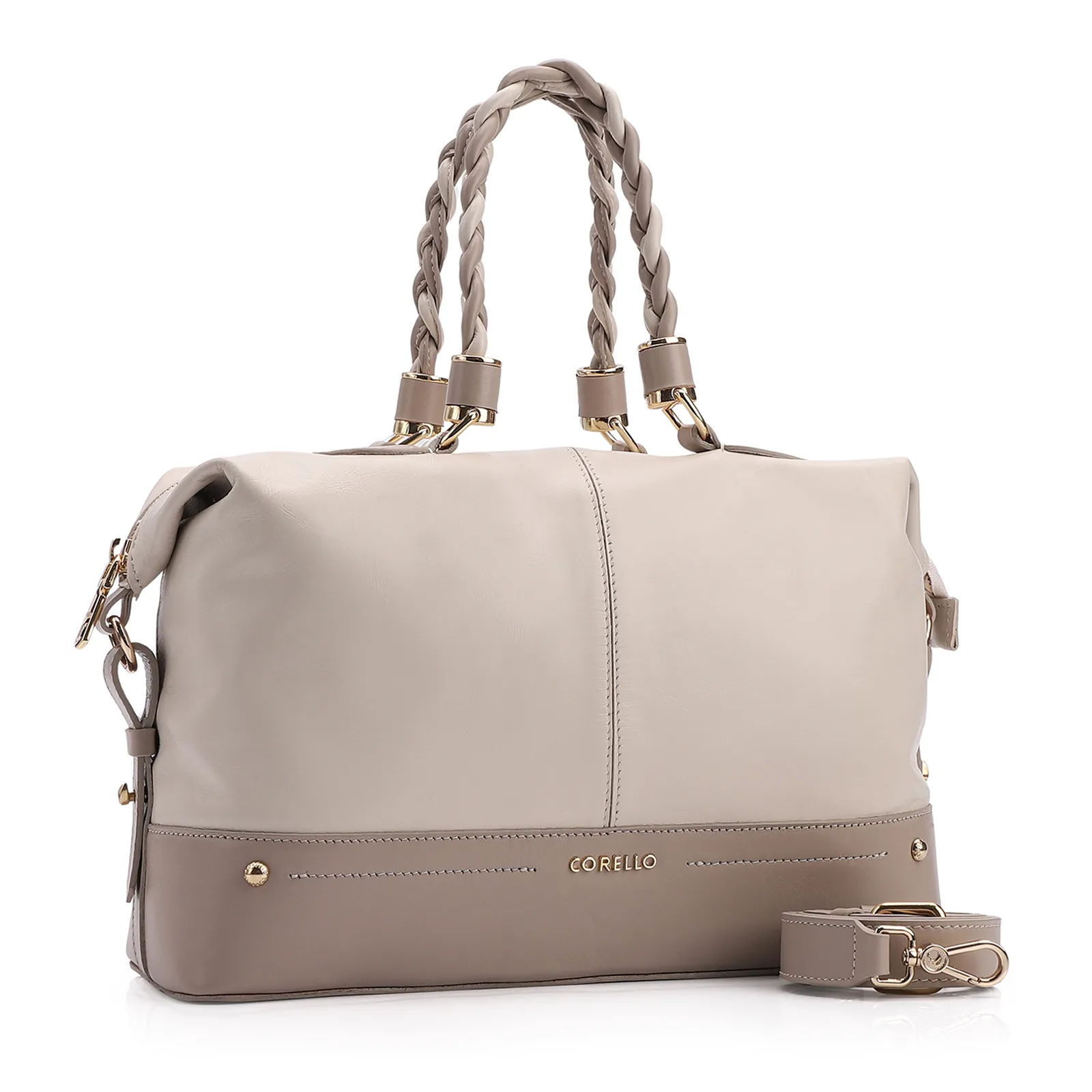 Bolsa Tote Couro Off White/Bege