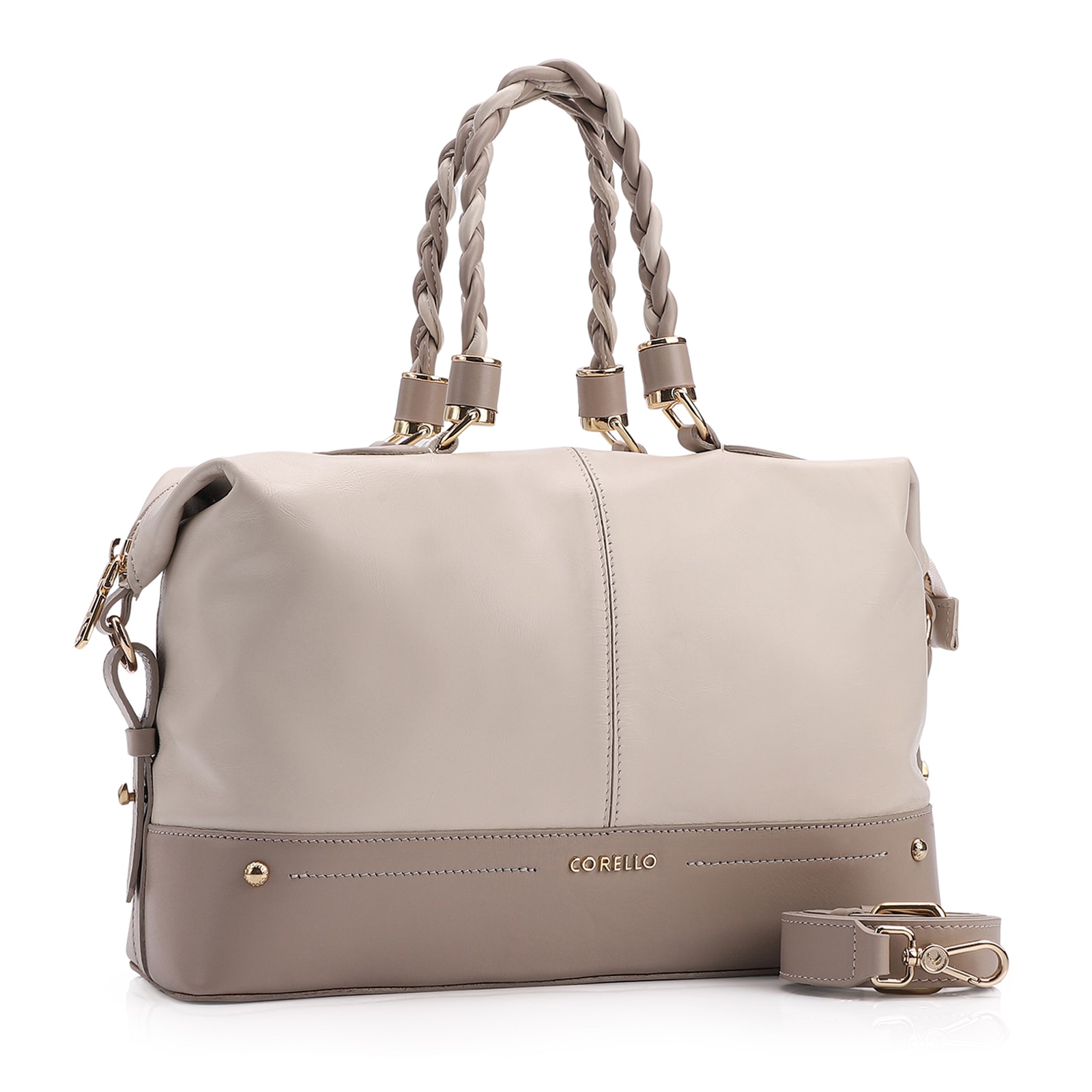 Bolsa Tote Couro Off White/Bege