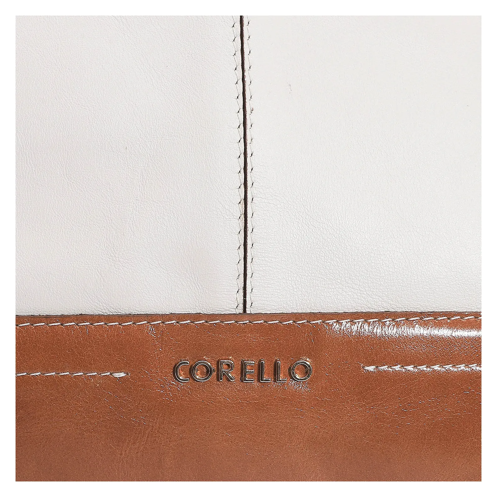Bolsa Tote Couro Off White/Caramelo
