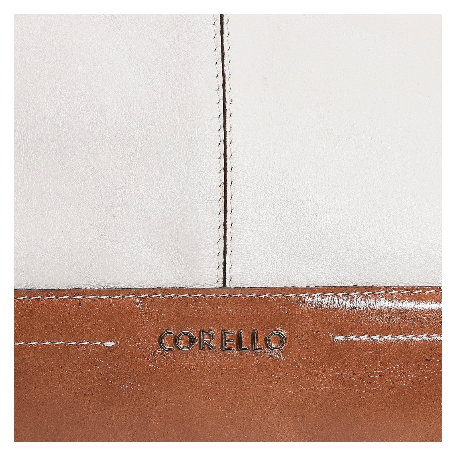 Bolsa Tote Couro Off White/Caramelo