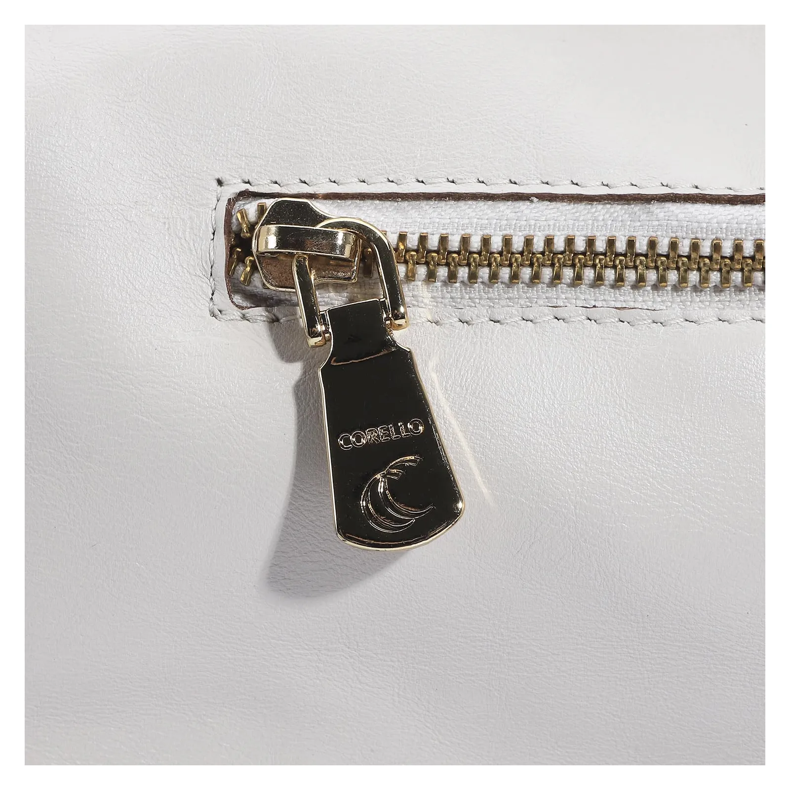 Bolsa Tote Couro Off White/Caramelo