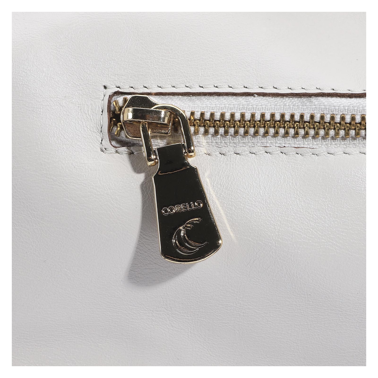 Bolsa Tote Couro Off White/Caramelo