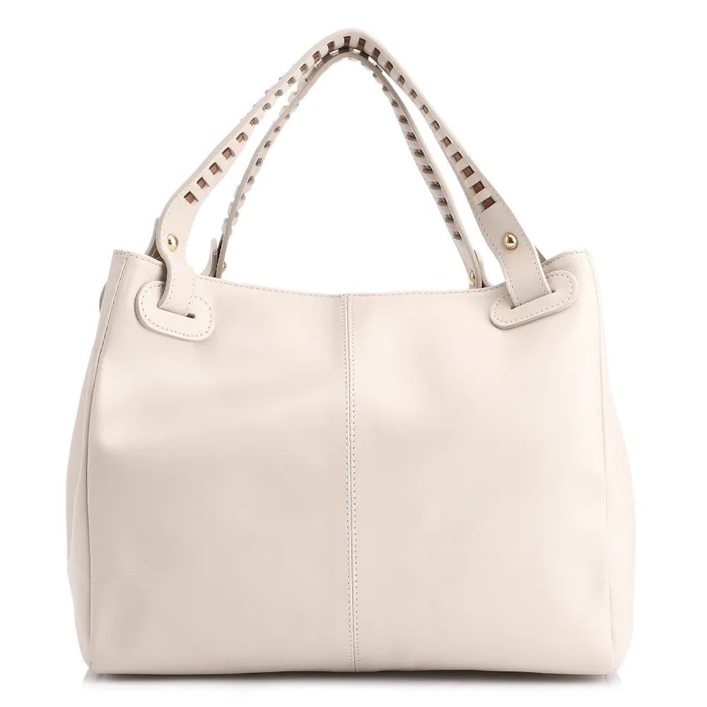 Bolsa Tote Couro Off White/Couro Marrom - imagem 3