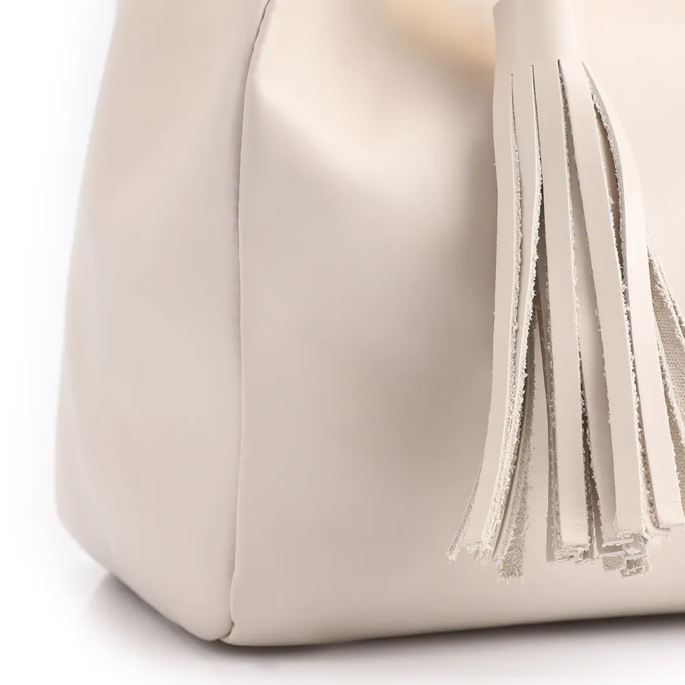 Bolsa Tote Couro Off White/Couro Marrom - imagem 7