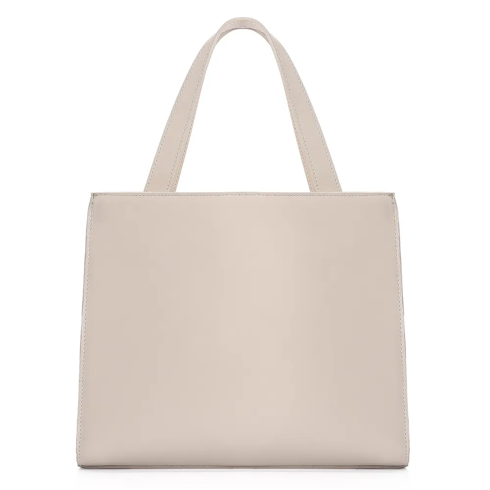 Bolsa Tote Couro Off White/Marrom - imagem 3