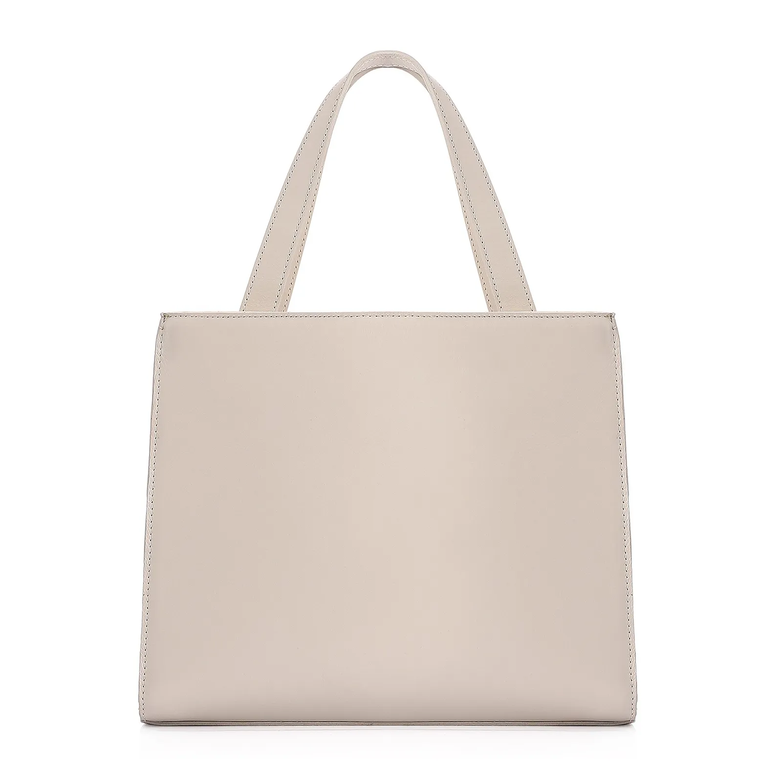 Bolsa Tote Couro Off White/Marrom