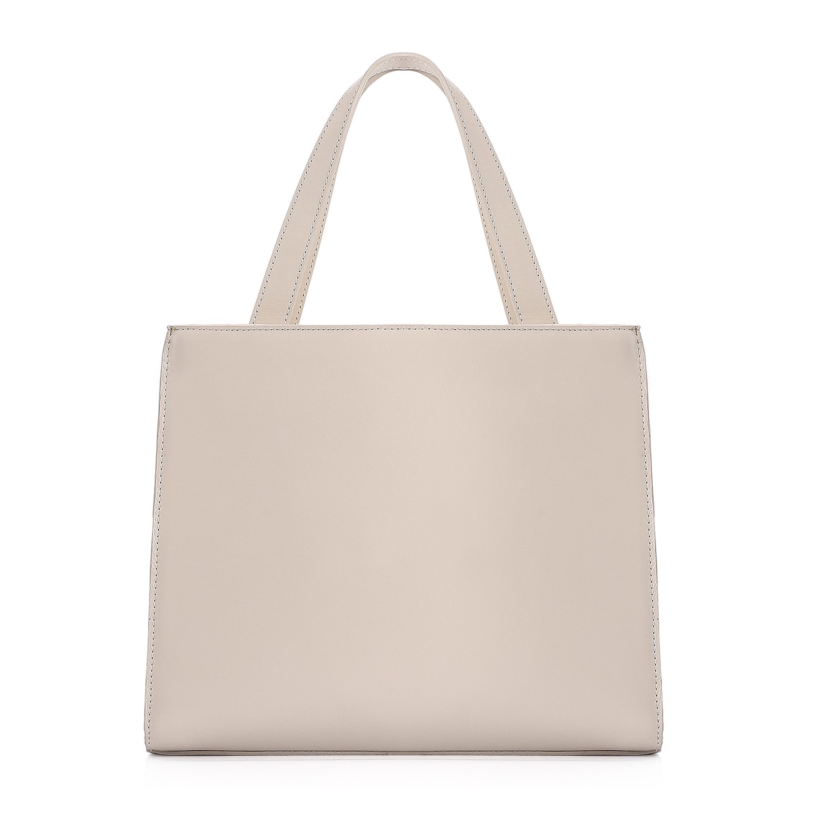 Bolsa Tote Couro Off White/Marrom