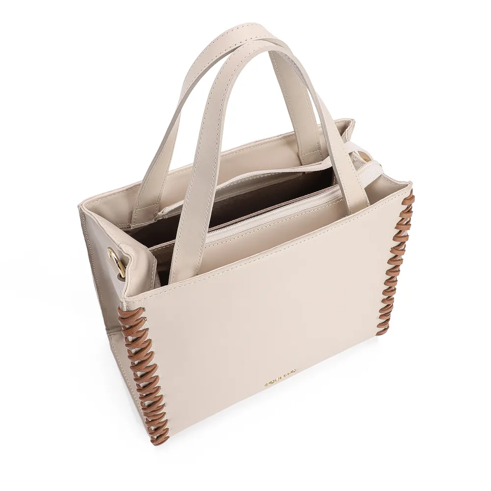 Bolsa Tote Couro Off White/Marrom - imagem 4