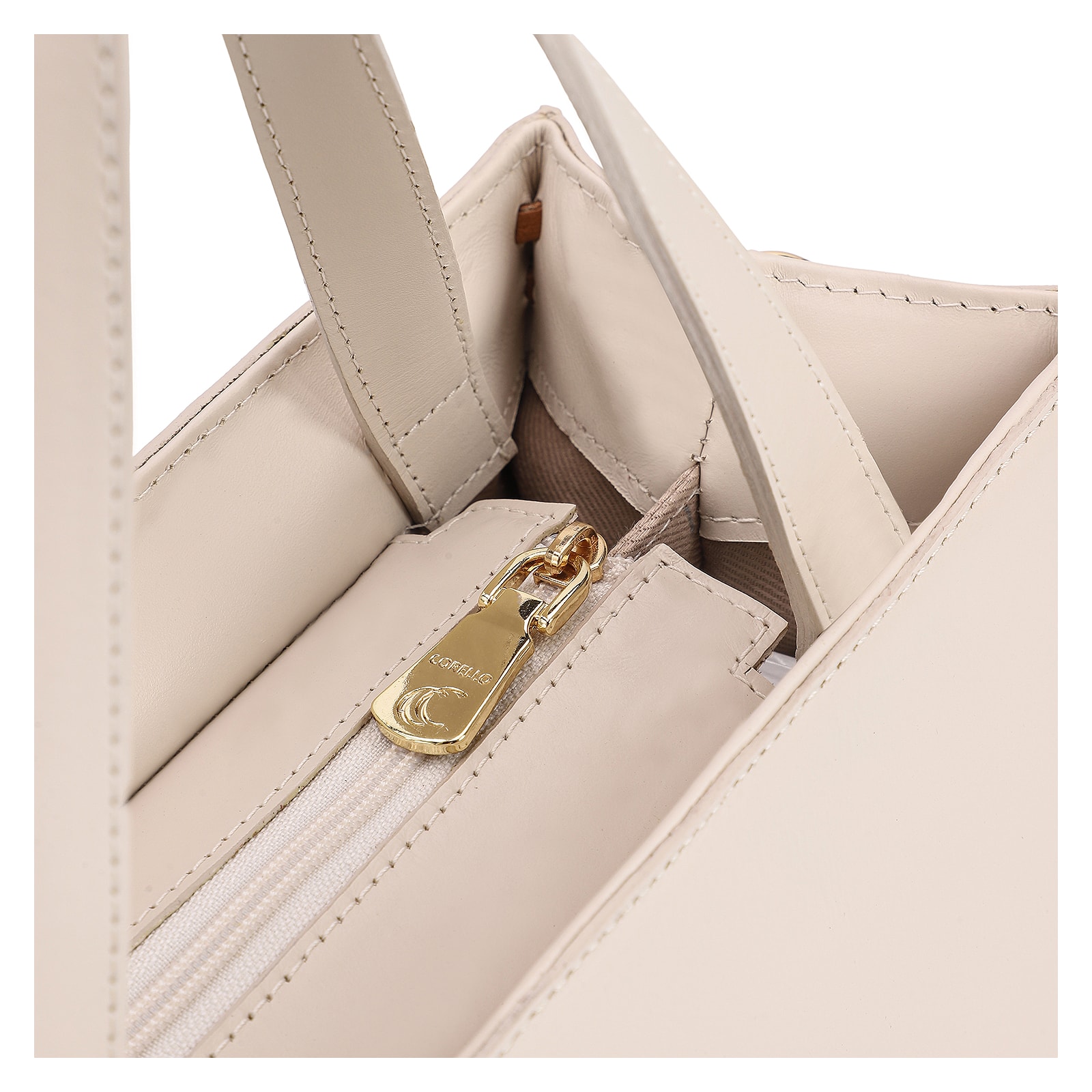 Bolsa Tote Couro Off White/Marrom