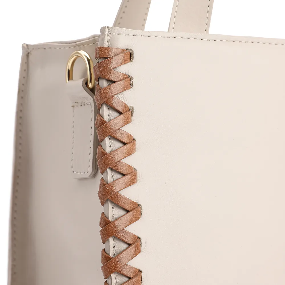 Bolsa Tote Couro Off White/Marrom - imagem 7