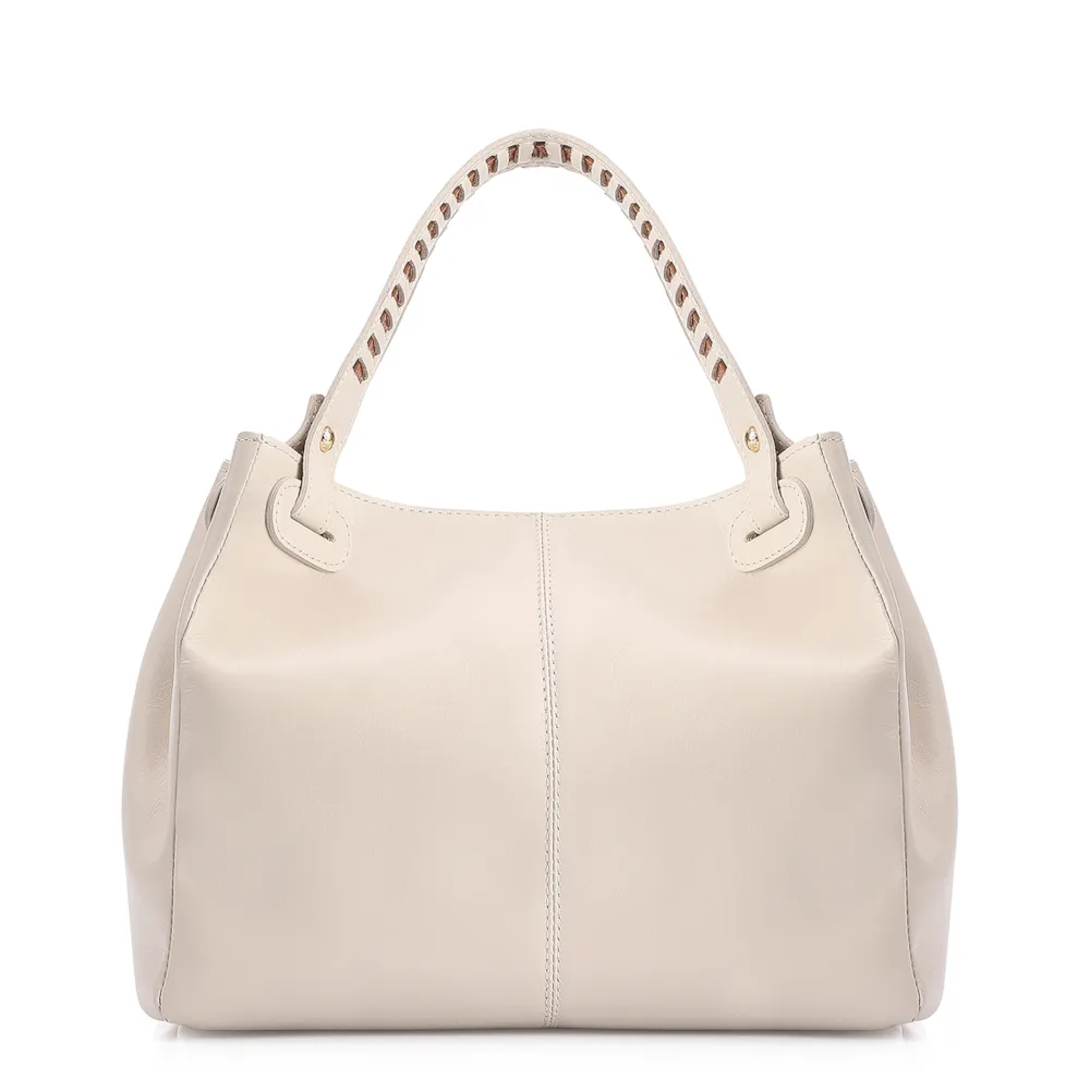 Bolsa Tote Couro Off White/Marrom - imagem 3