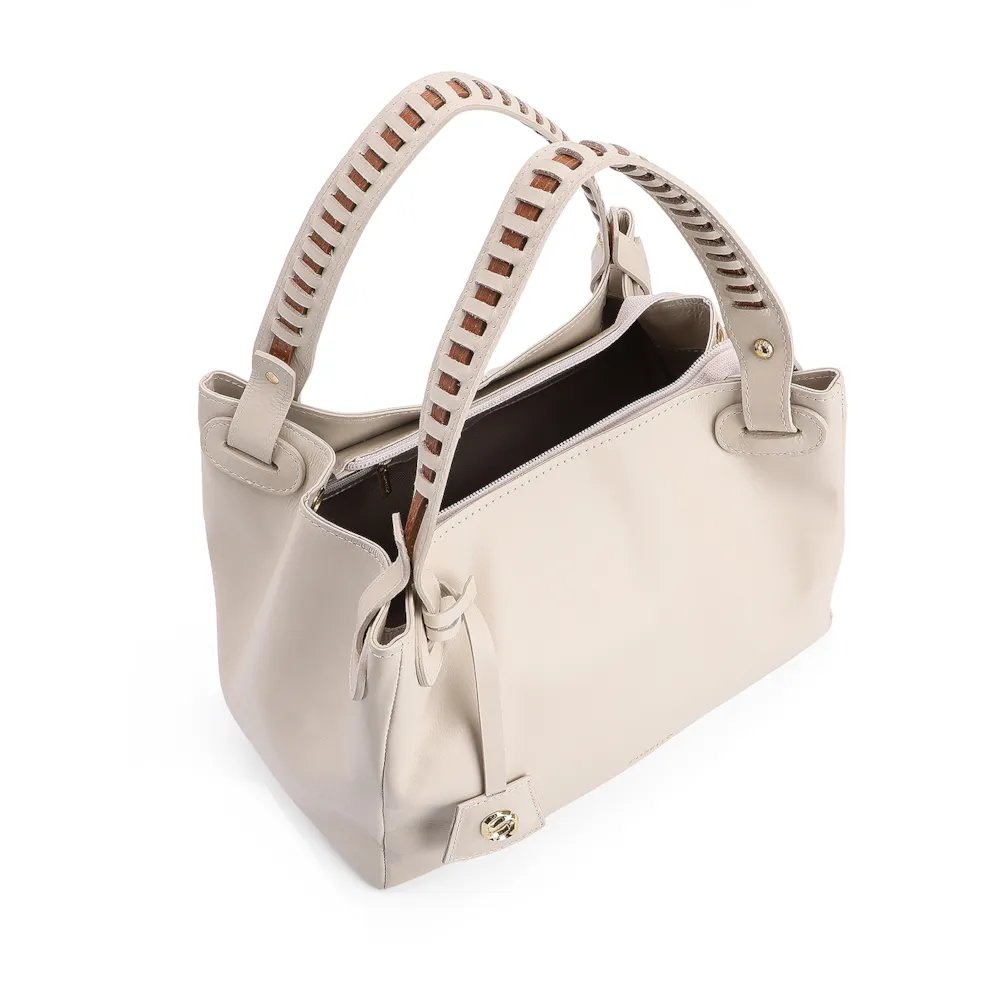 Bolsa Tote Couro Off White/Marrom - imagem 4