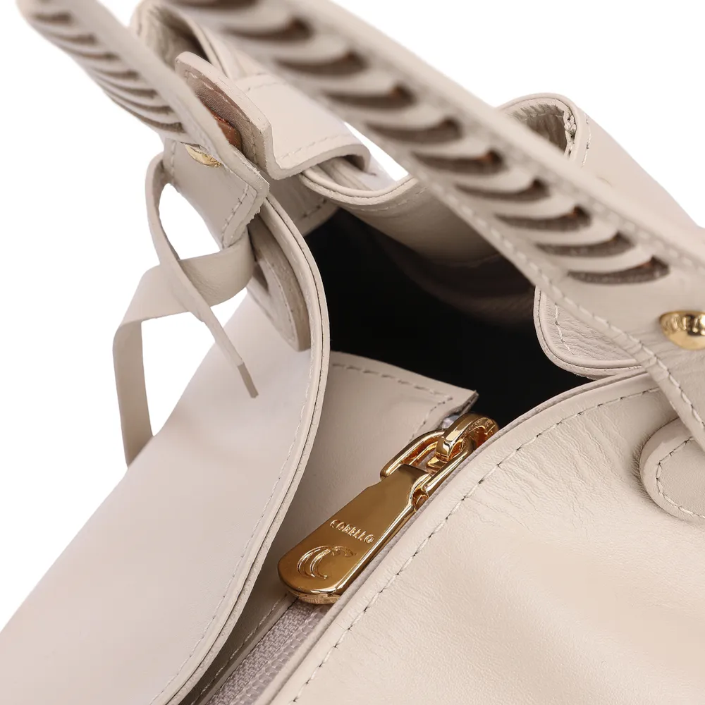Bolsa Tote Couro Off White/Marrom - imagem 5