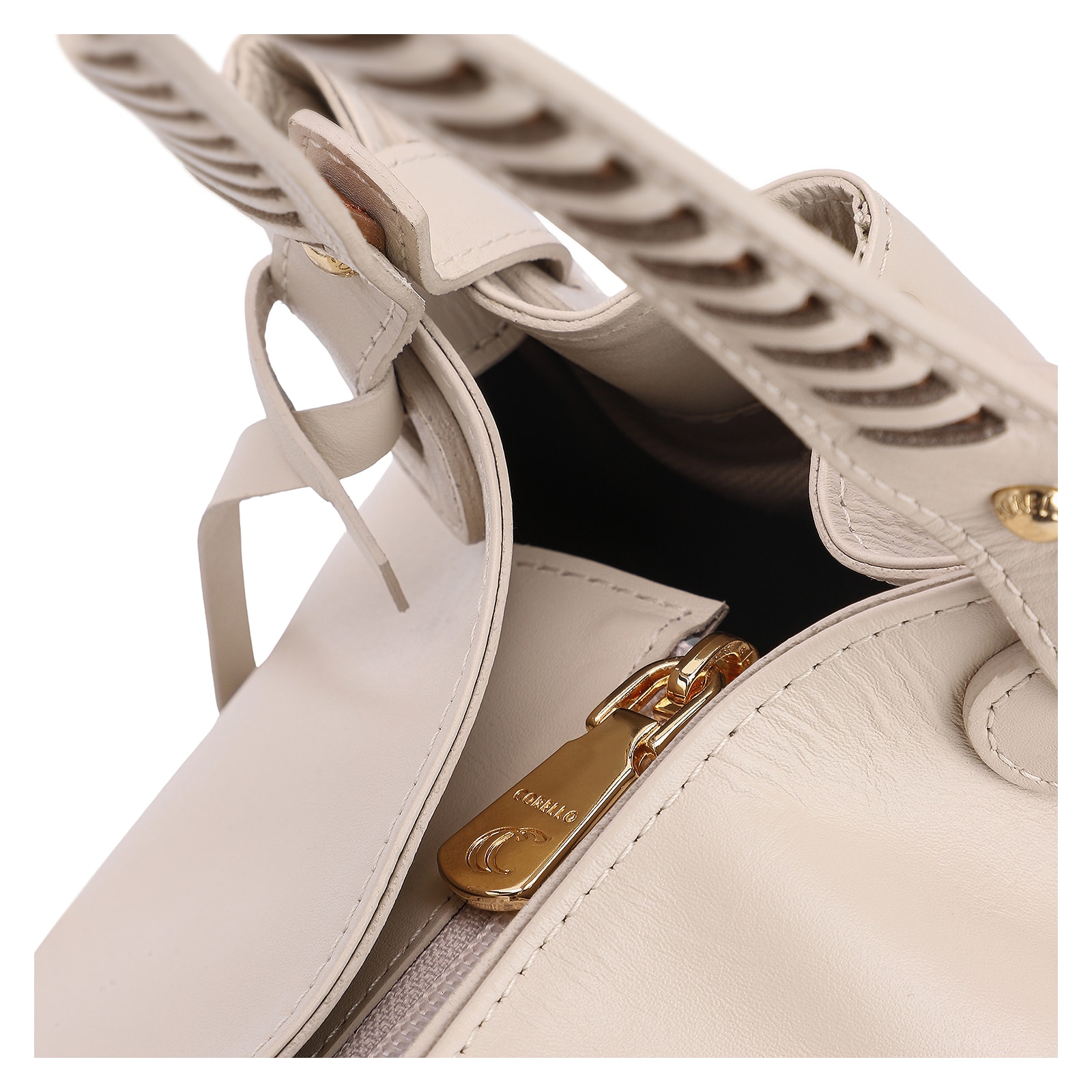 Bolsa Tote Couro Off White/Marrom