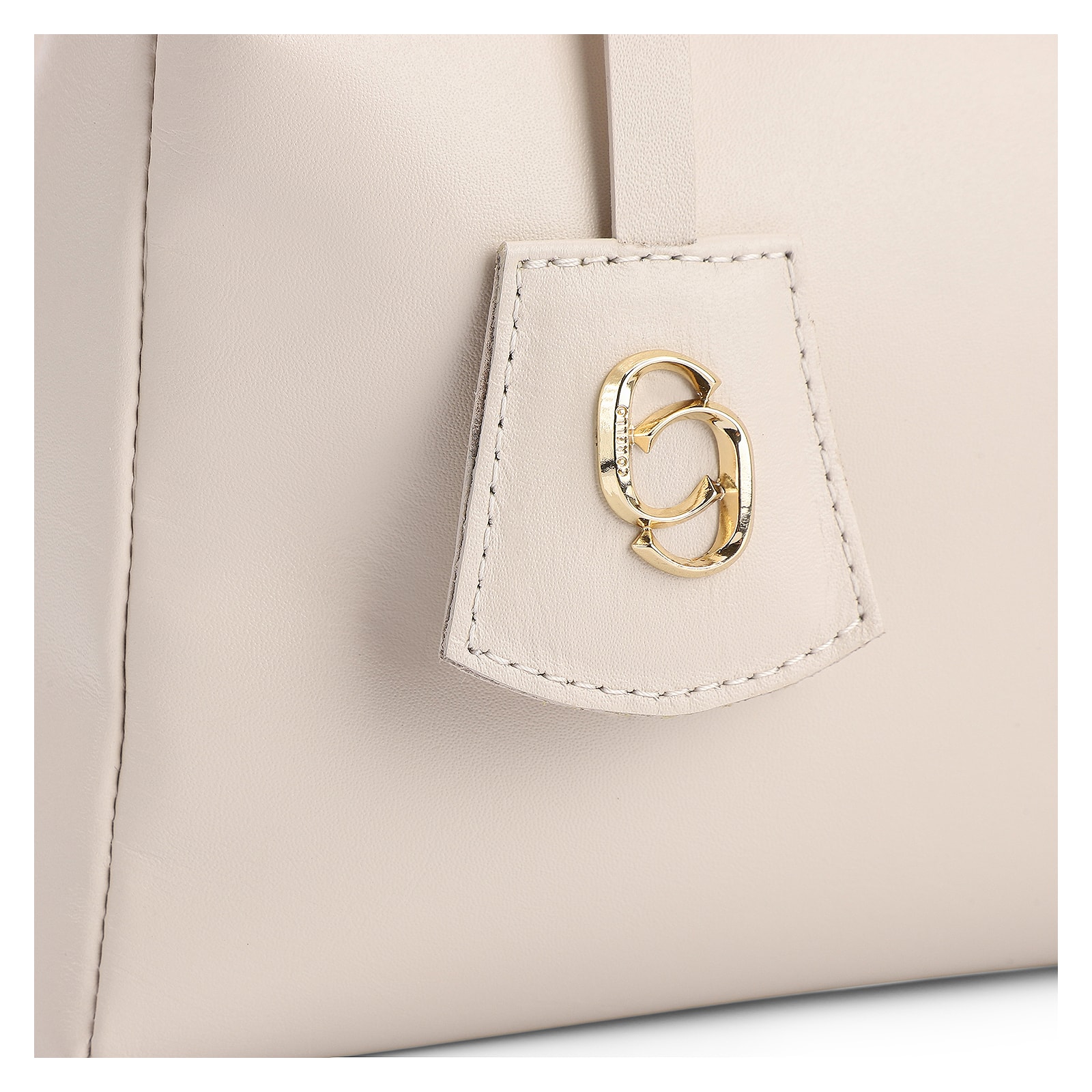 Bolsa Tote Couro Off White/Marrom
