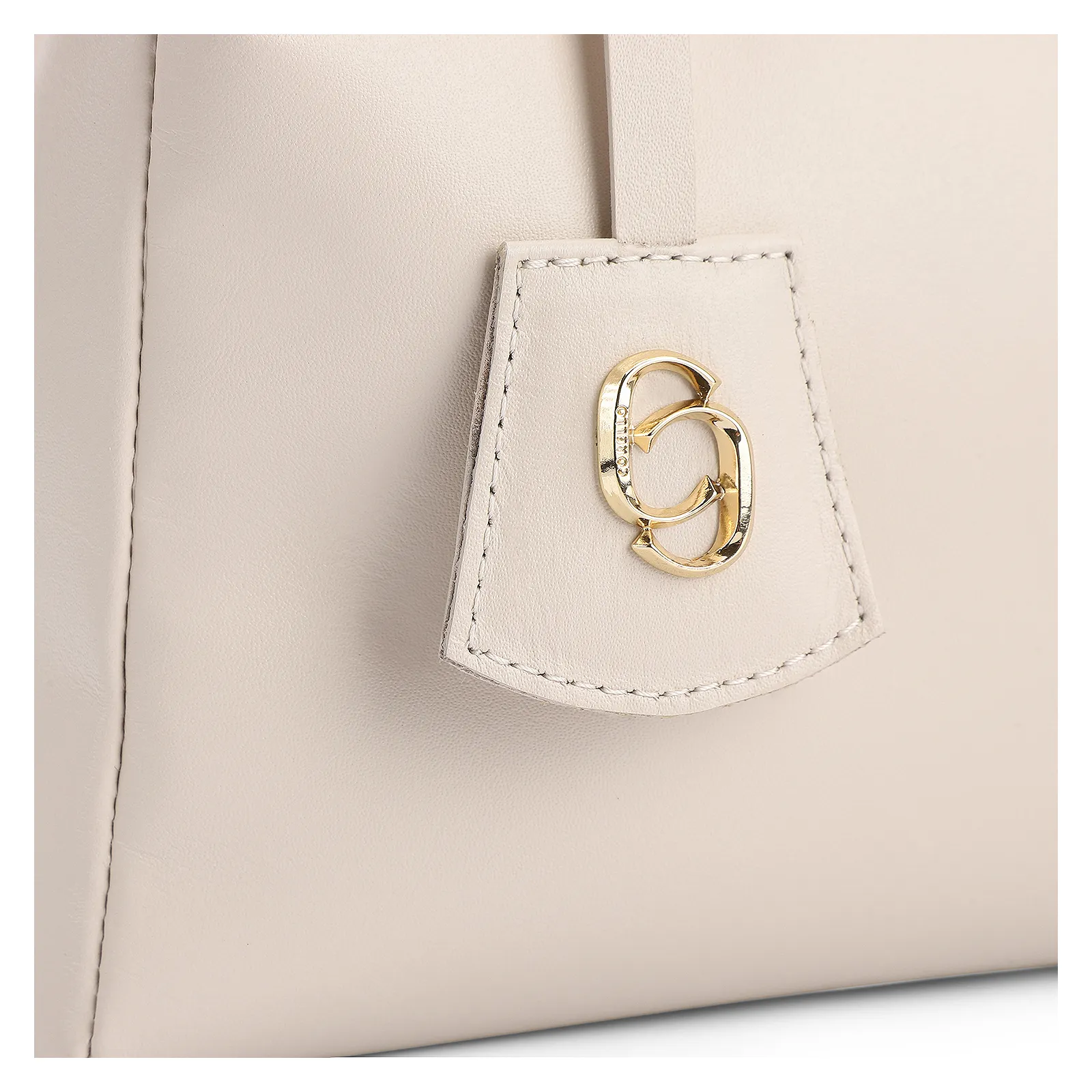 Bolsa Tote Couro Off White/Marrom