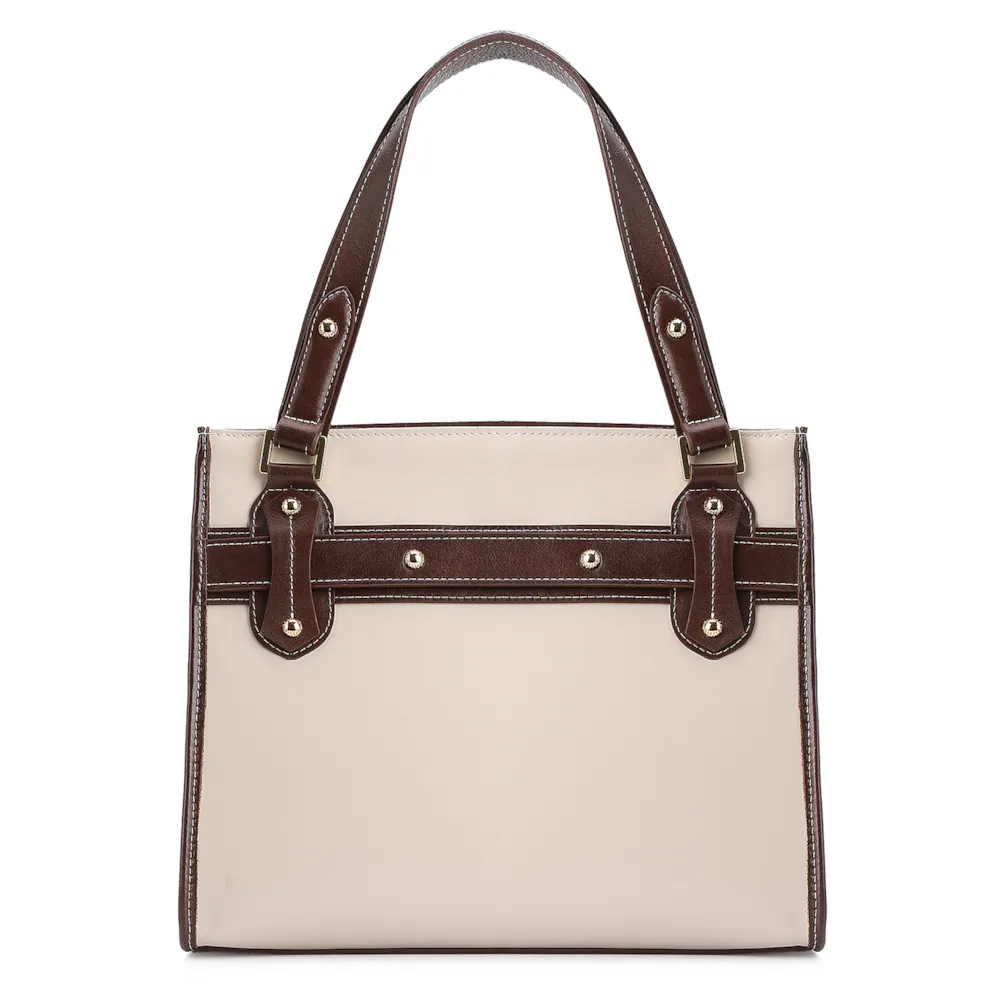 Bolsa Tote Couro Off White/Marrom - imagem 4