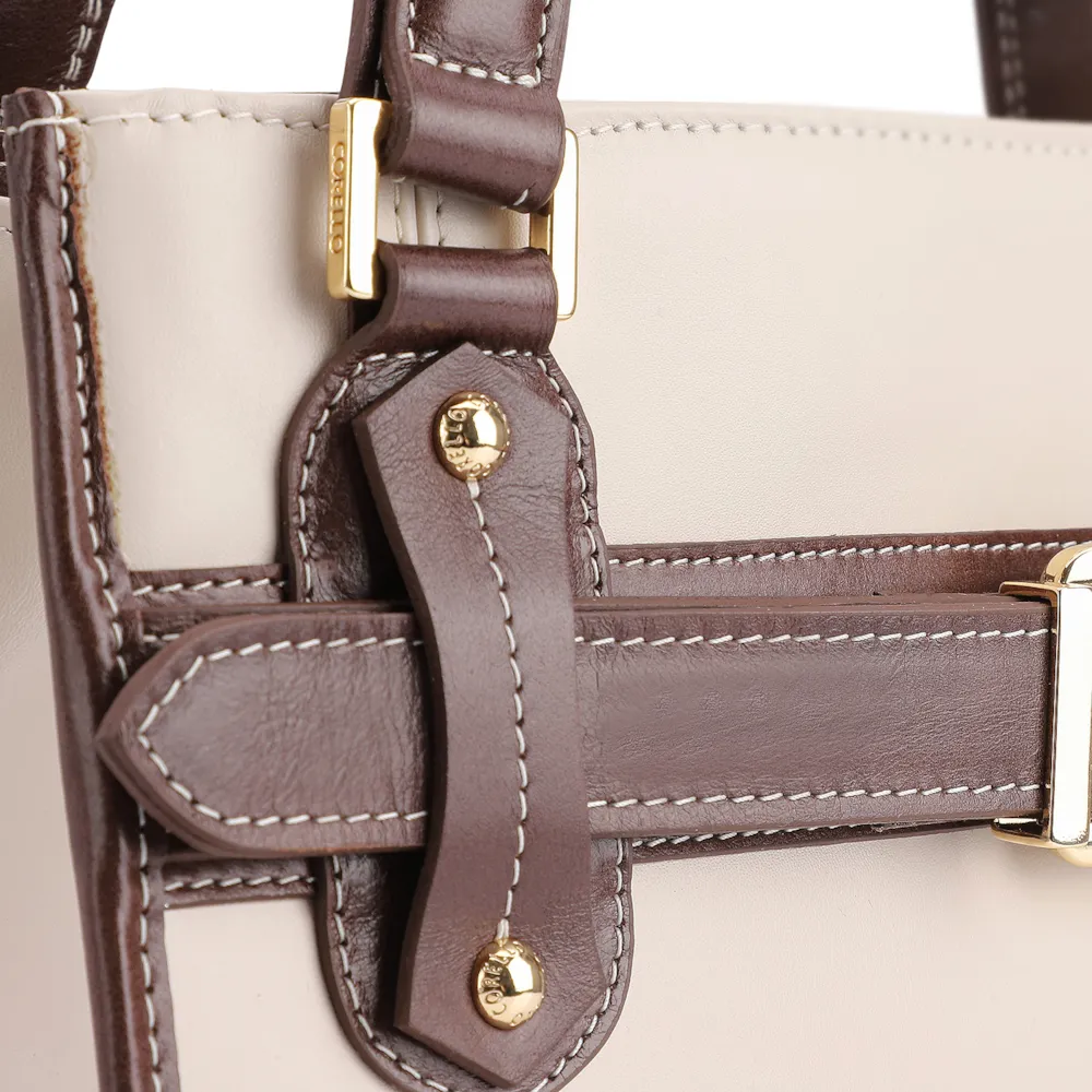 Bolsa Tote Couro Off White/Marrom - imagem 7