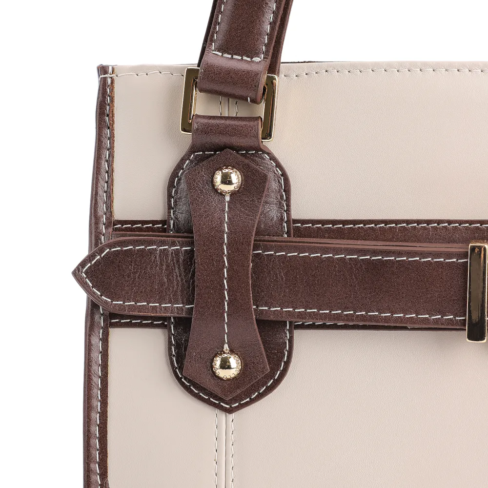 Bolsa Tote Couro Off White/Marrom - imagem 8