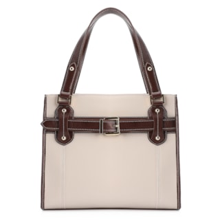 Couro Off White/Marrom
