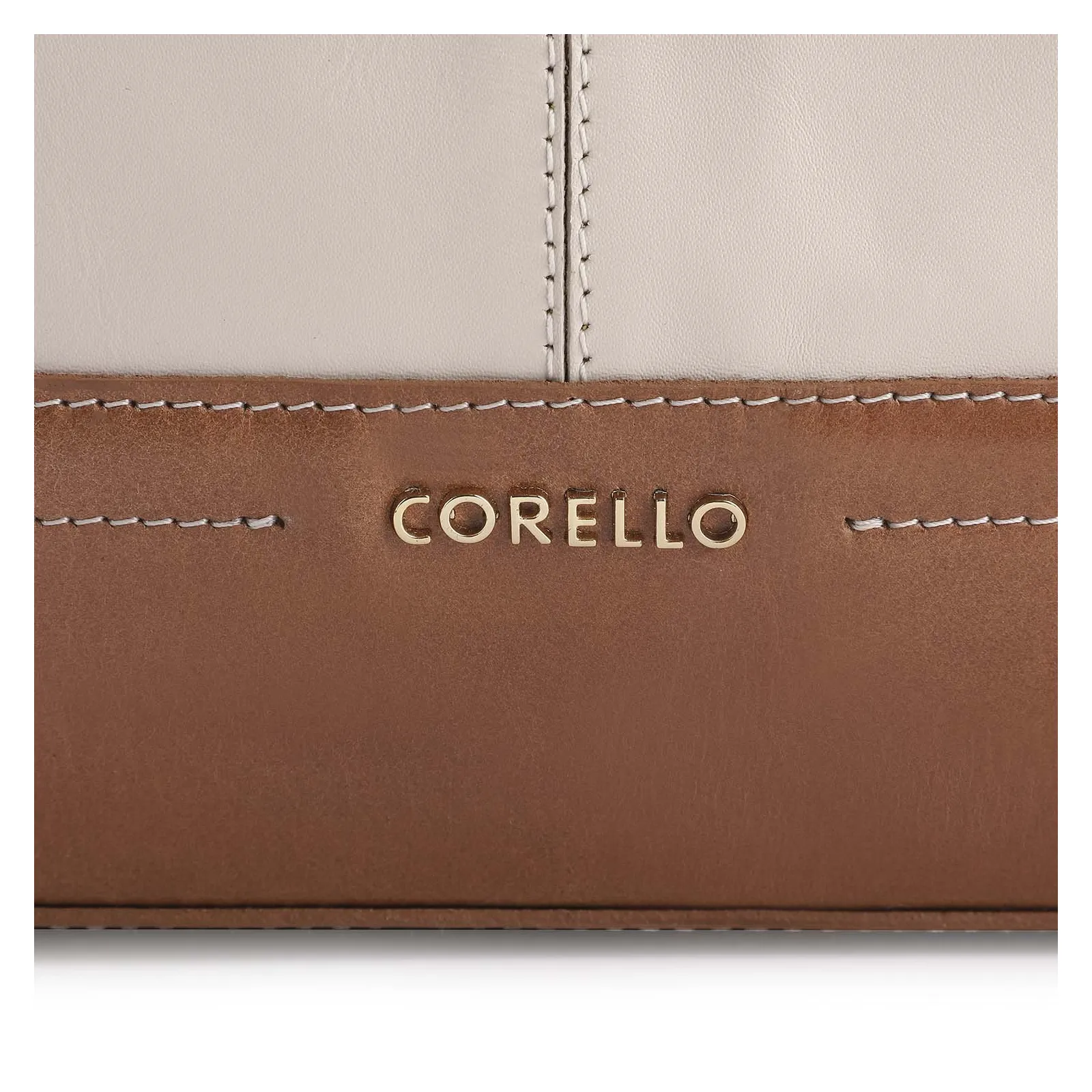Bolsa Tote Couro Off White/Marrom
