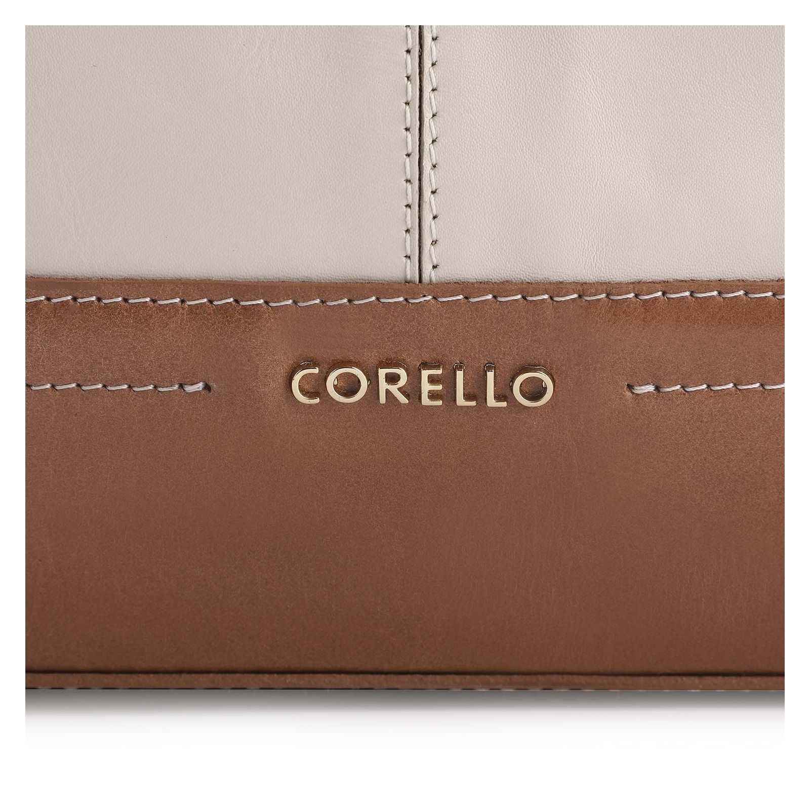 Bolsa Tote Couro Off White/Marrom