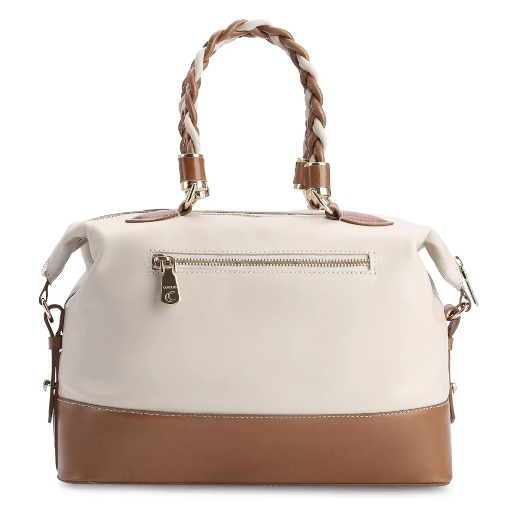 Bolsa Tote Couro Off White/Marrom - imagem 3