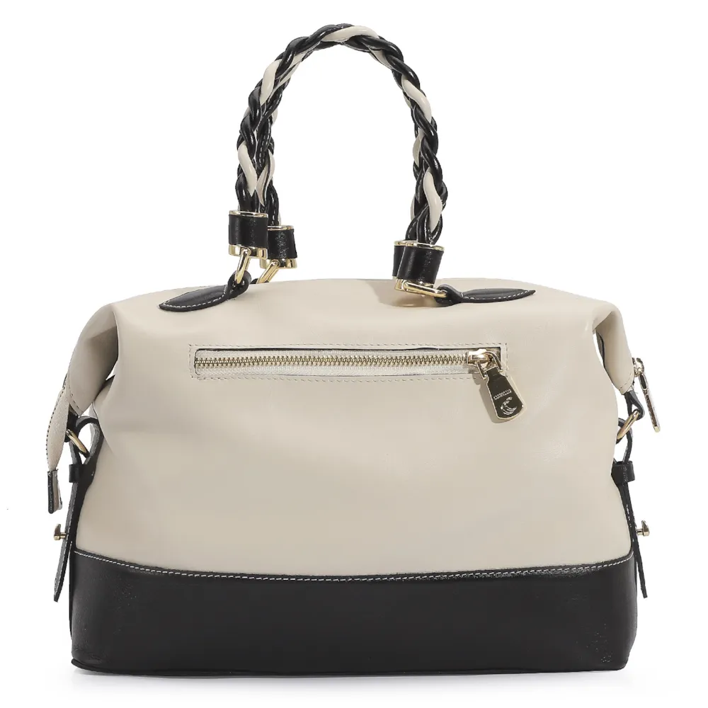 Bolsa Tote Couro Off White/Preto - imagem 4