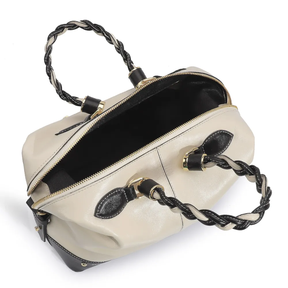 Bolsa Tote Couro Off White/Preto - imagem 5