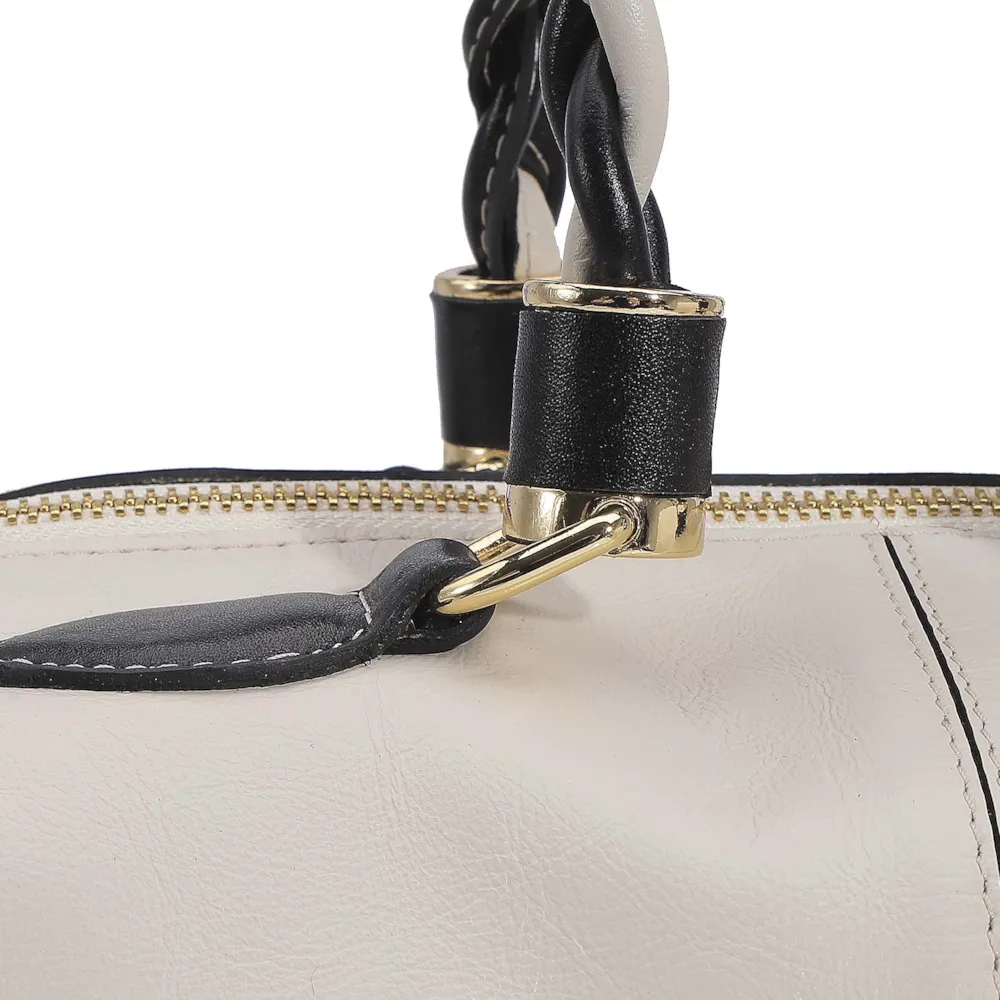 Bolsa Tote Couro Off White/Preto - imagem 6