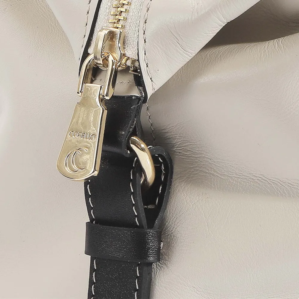 Bolsa Tote Couro Off White/Preto - imagem 7
