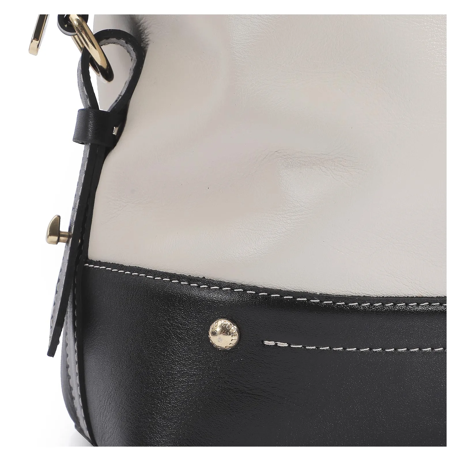 Bolsa Tote Couro Off White/Preto