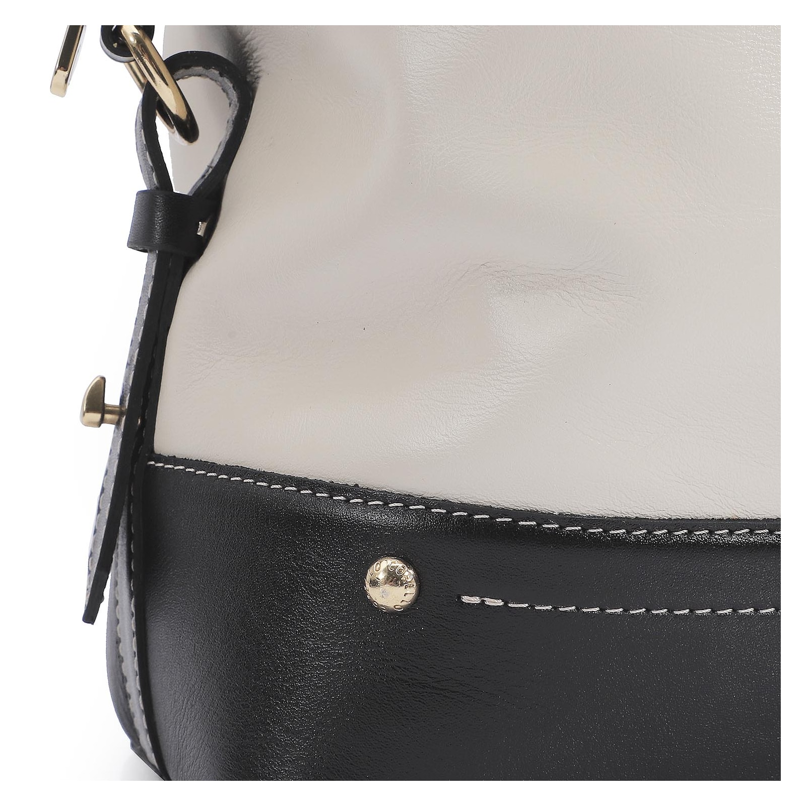 Bolsa Tote Couro Off White/Preto