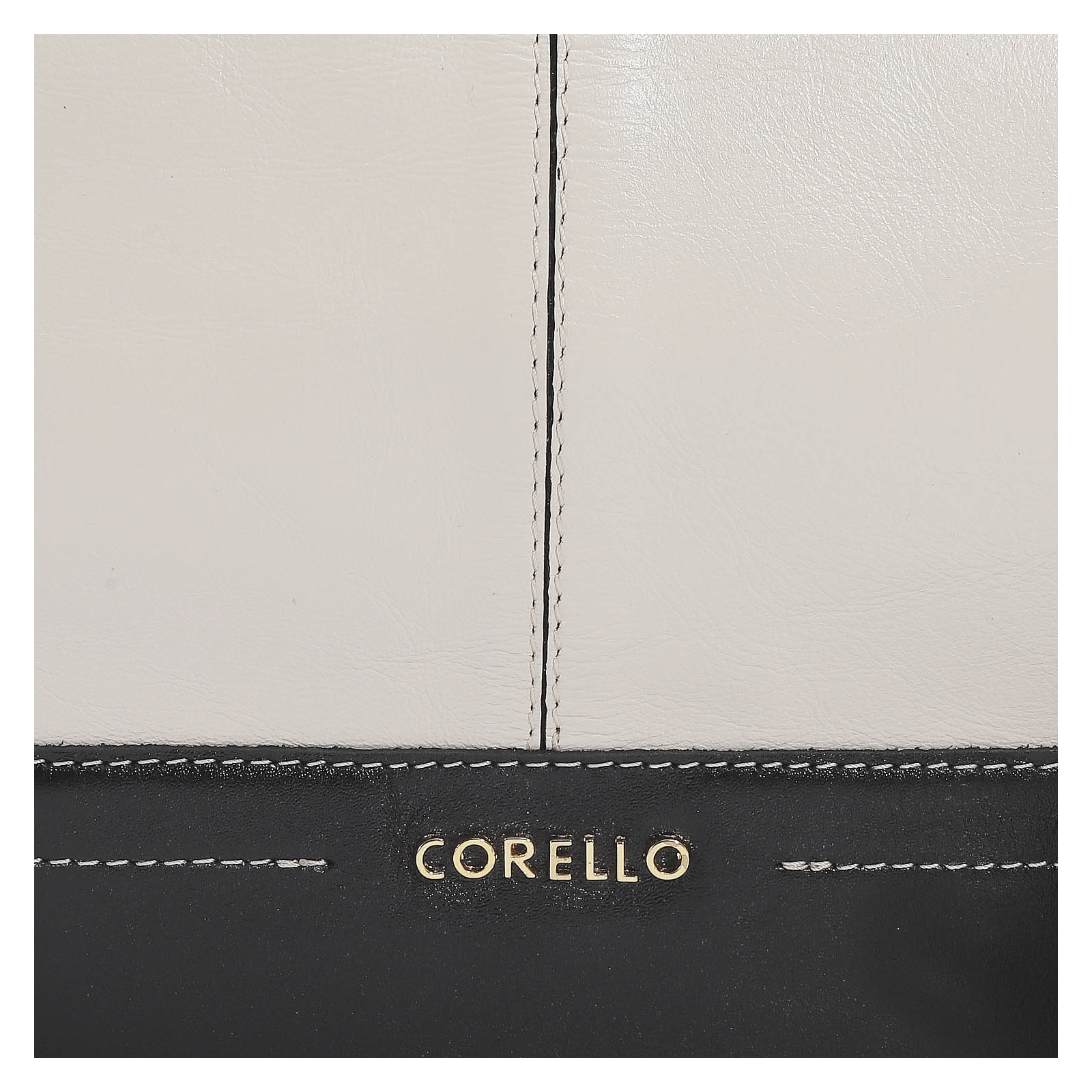Bolsa Tote Couro Off White/Preto