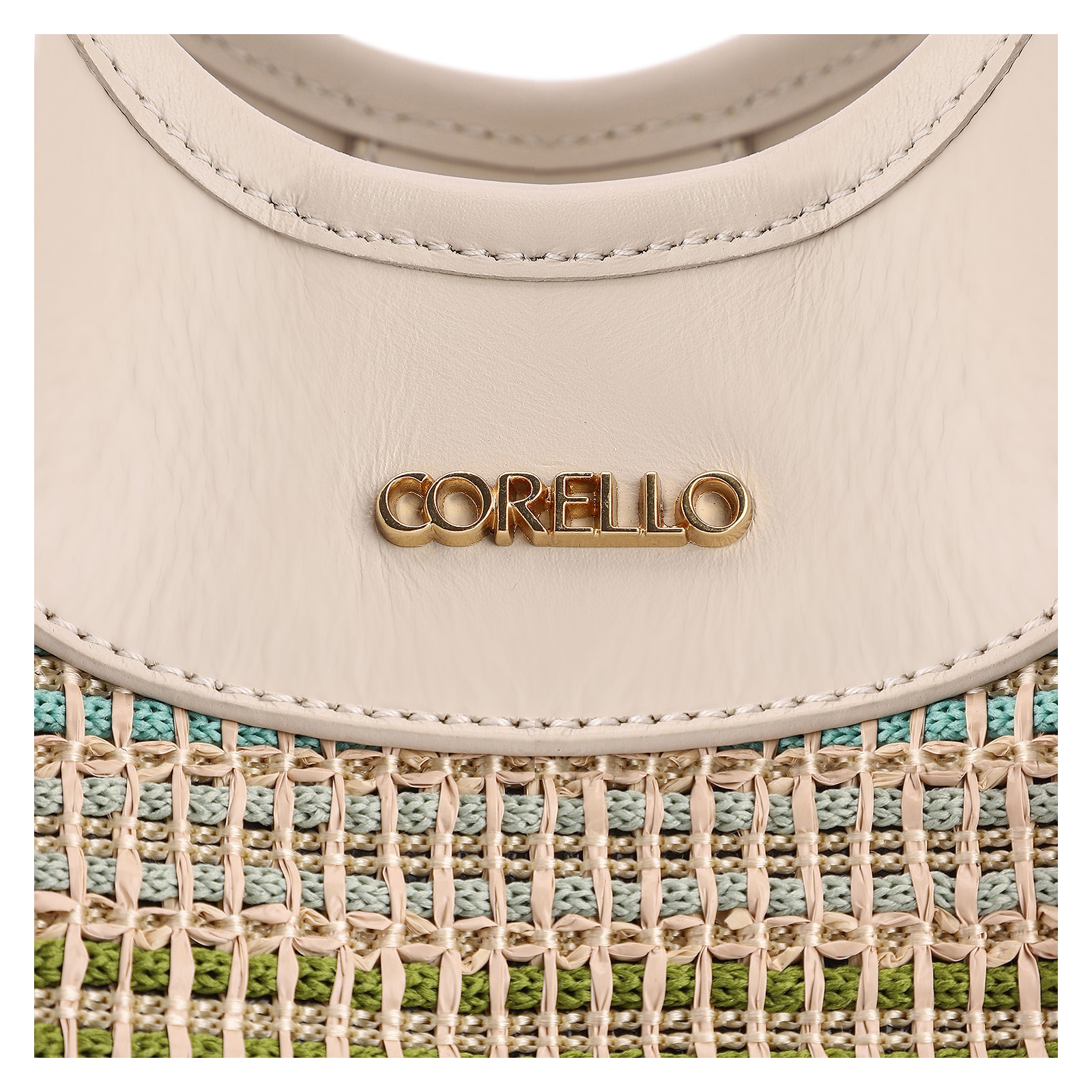 Bolsa Tote Couro Off White/Ráfia Colorida